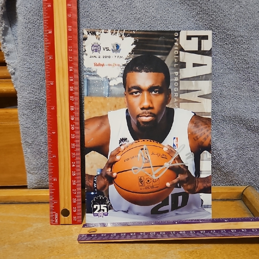 Autographed Basketball Program (Sac Kings Donte Greene and Jon Brockman)